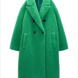 Zara Emerald Green Teddy Coat